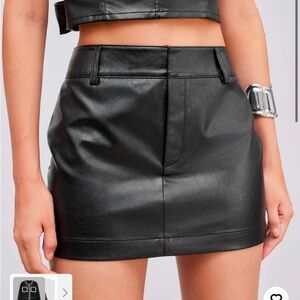 CIDER black leather mini skirt